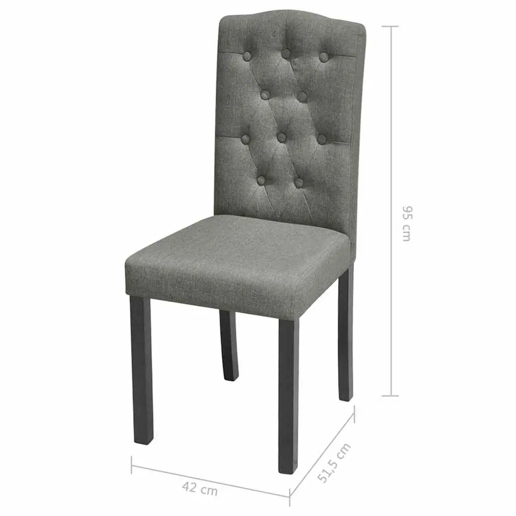 Set of 6 Grey Fabric Dining Chairs with Wooden Legs