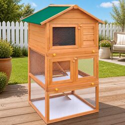 Premium 3-Tier Wooden Rabbit Hutch for Small Pets
