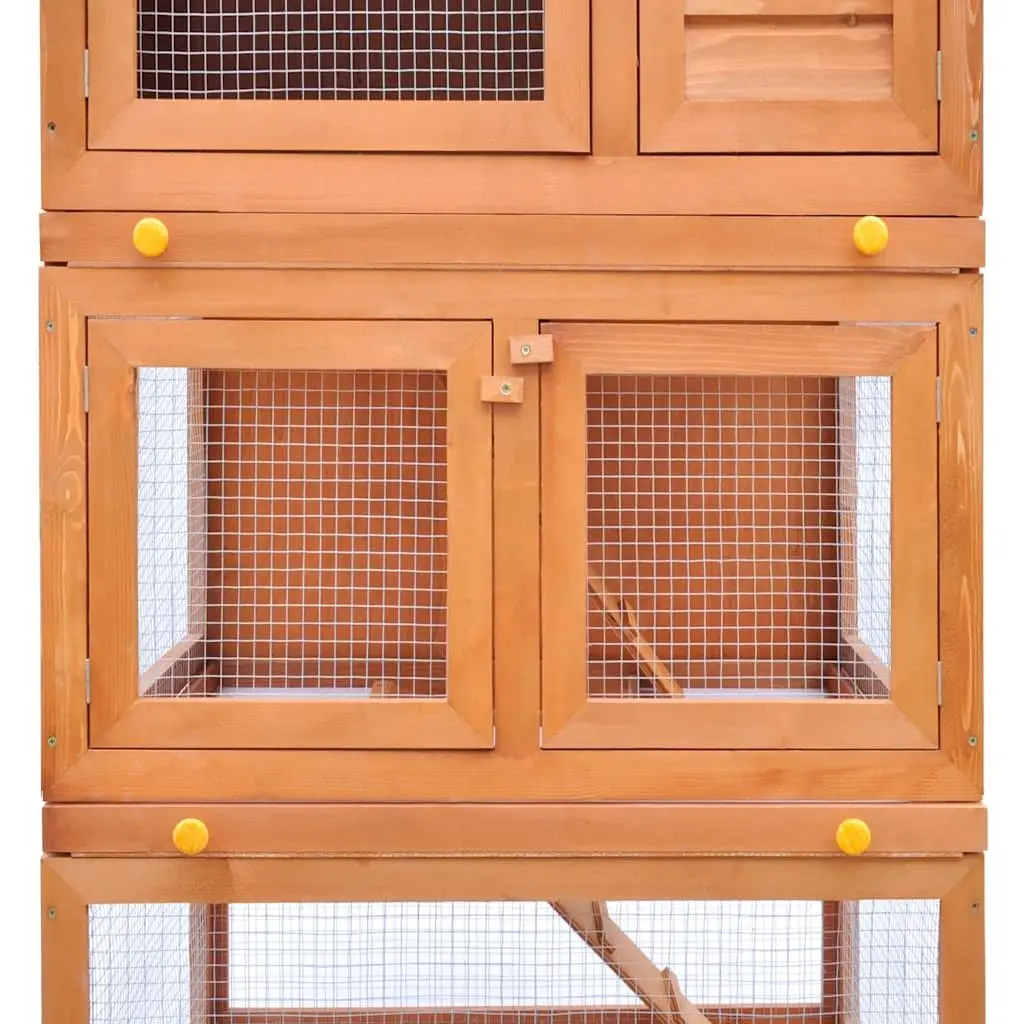 Outdoor Rabbit Hutch Wooden 3 Layer Brown