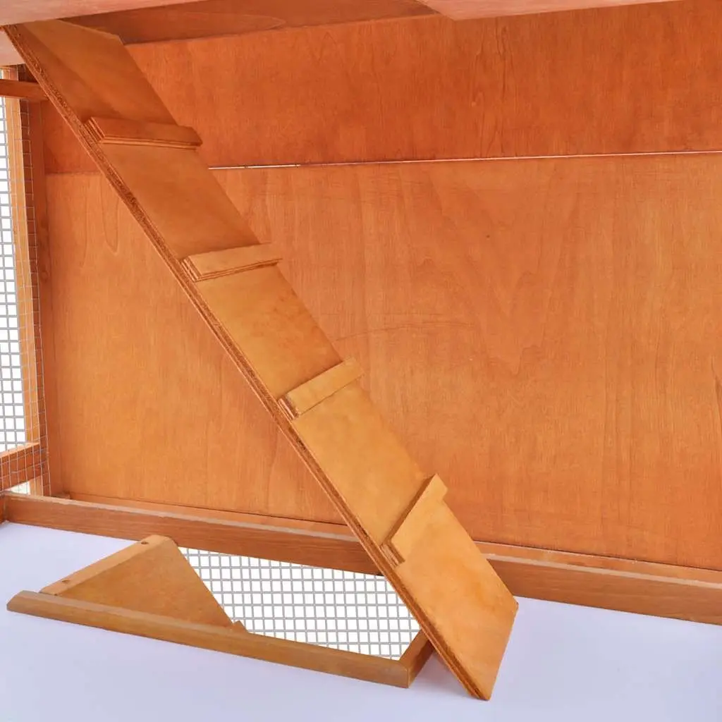 Outdoor Rabbit Hutch Wooden 3 Layer Brown