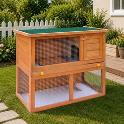 Durable Wooden Outdoor Rabbit Hutch for Small Pets