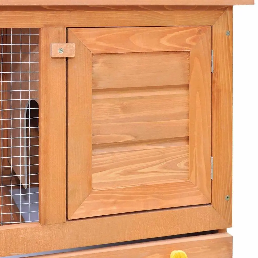 Outdoor Rabbit Hutch Wood Brown 1 Door Enclosure