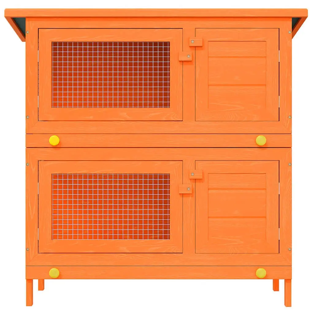 Outdoor Rabbit Hutch Small Pet Cage 4 Door Wood Red Exercise Enclosure
