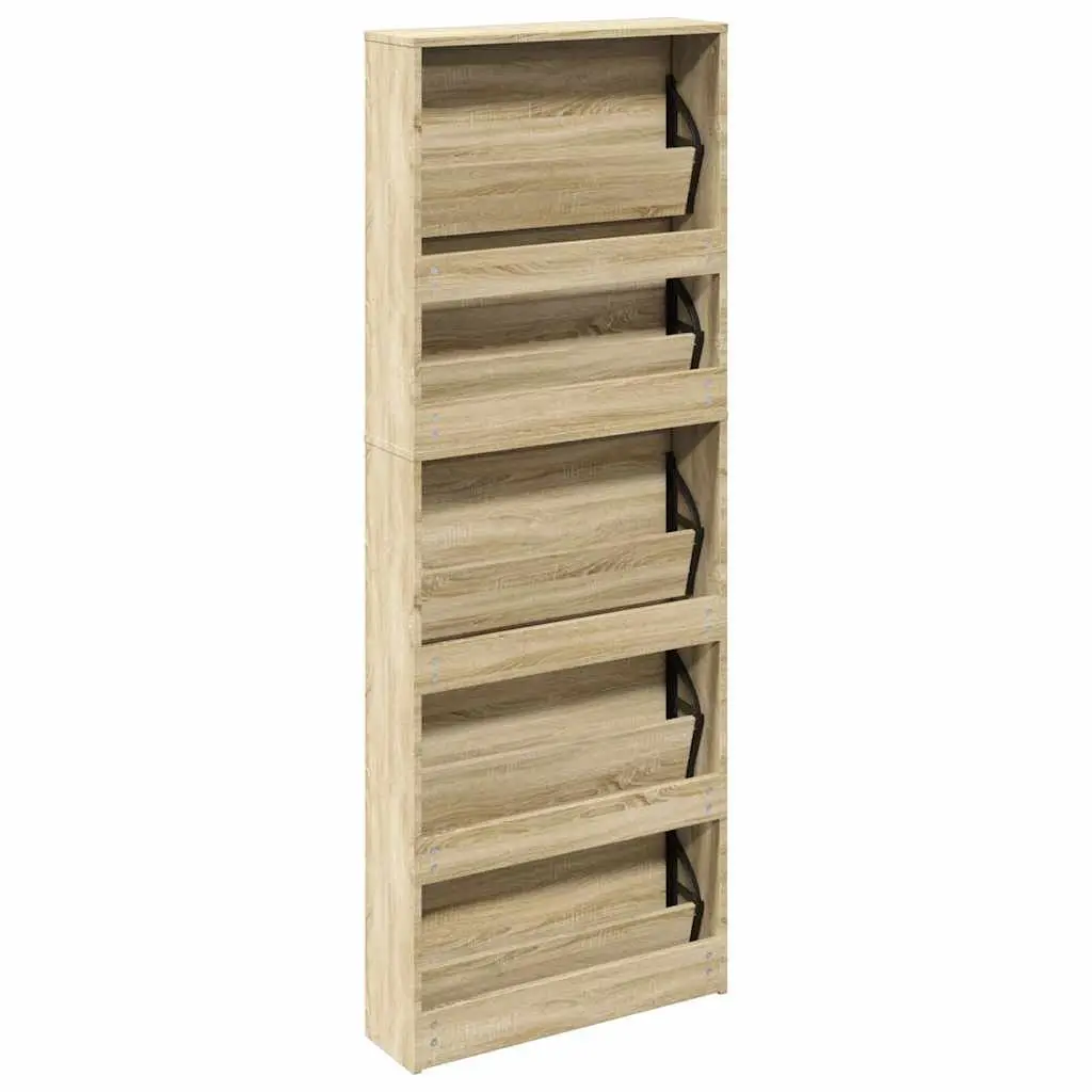 Shoe Cabinet Mirror Brown 5-Layer Wall-Mounted Organiser