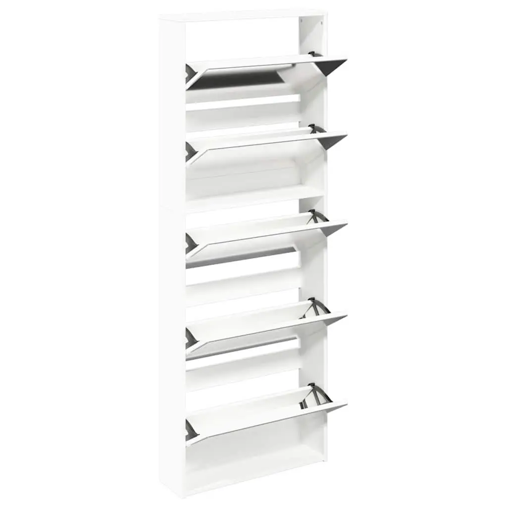 Shoe Cabinet Mirror Wall-Mounted 5 Layer White 63W x 17D x 169.5H cm