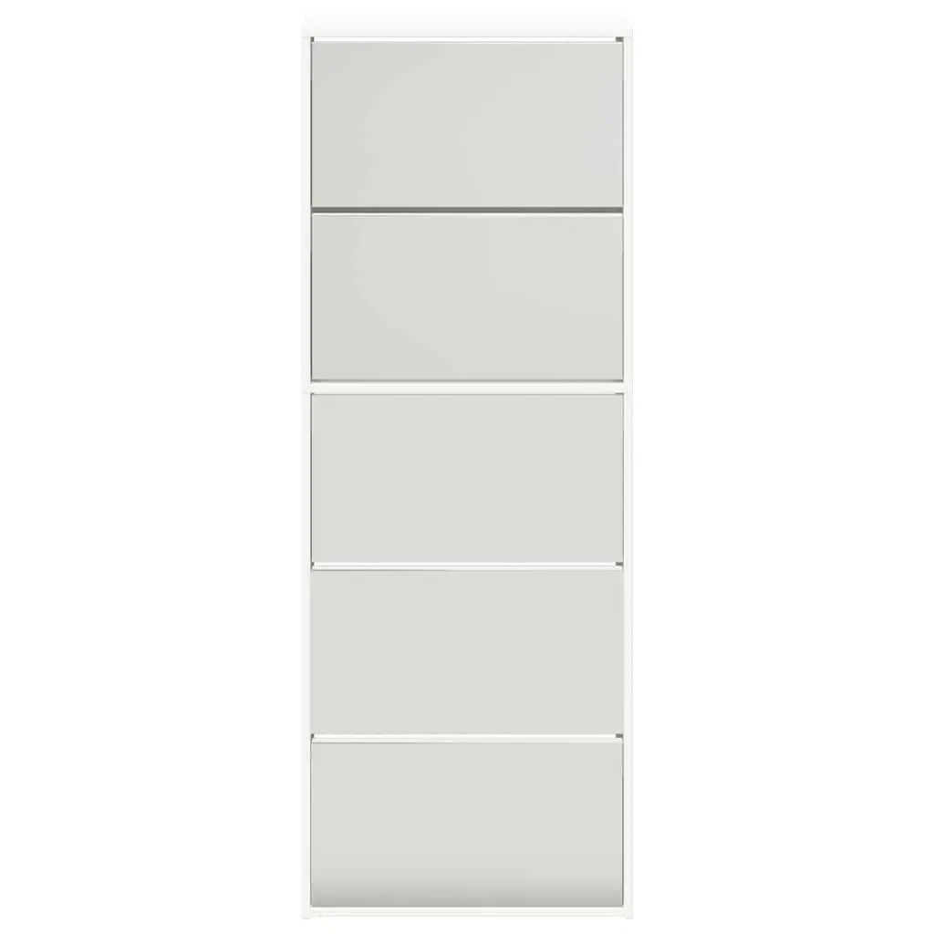 Shoe Cabinet Mirror Wall-Mounted 5 Layer White 63W x 17D x 169.5H cm