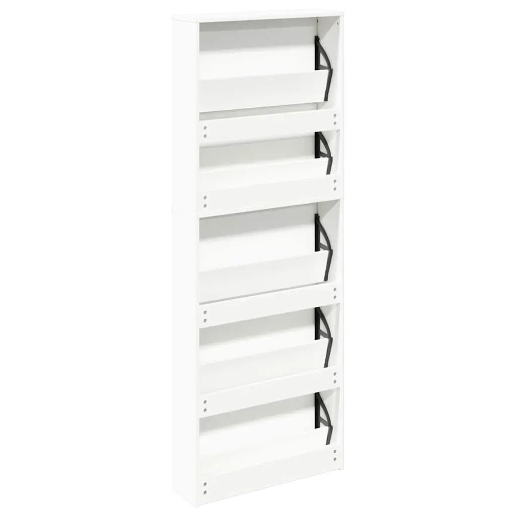 Shoe Cabinet Mirror Wall-Mounted 5 Layer White 63W x 17D x 169.5H cm