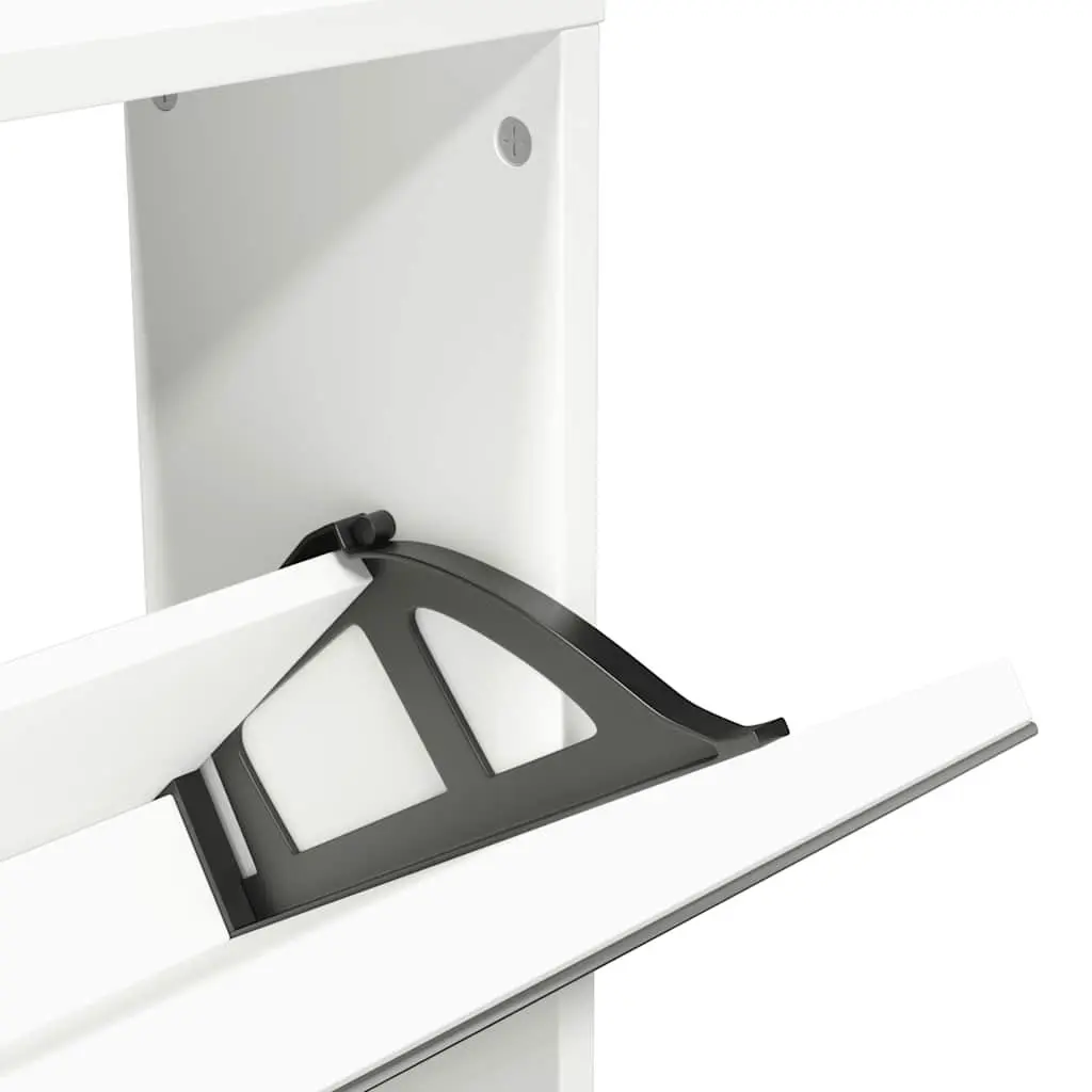 Shoe Cabinet Mirror Wall-Mounted 5 Layer White 63W x 17D x 169.5H cm