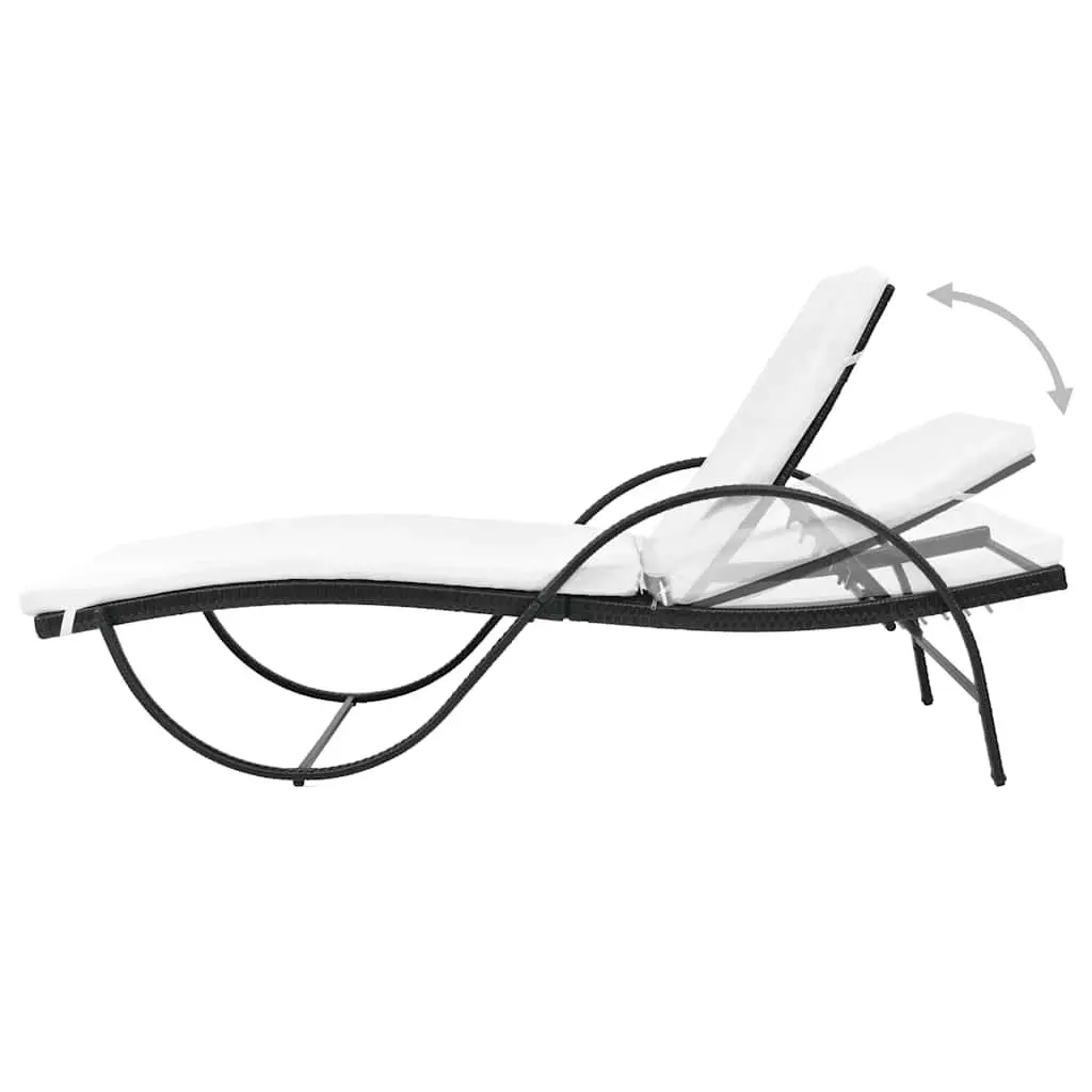 Sun Loungers 2pcs with Side Table Poly Rattan Black Outdoor Garden Beach Set