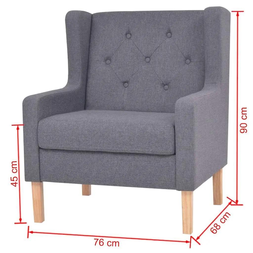 Grey Fabric 2-Piece Lounge Sofa Set with Armchair