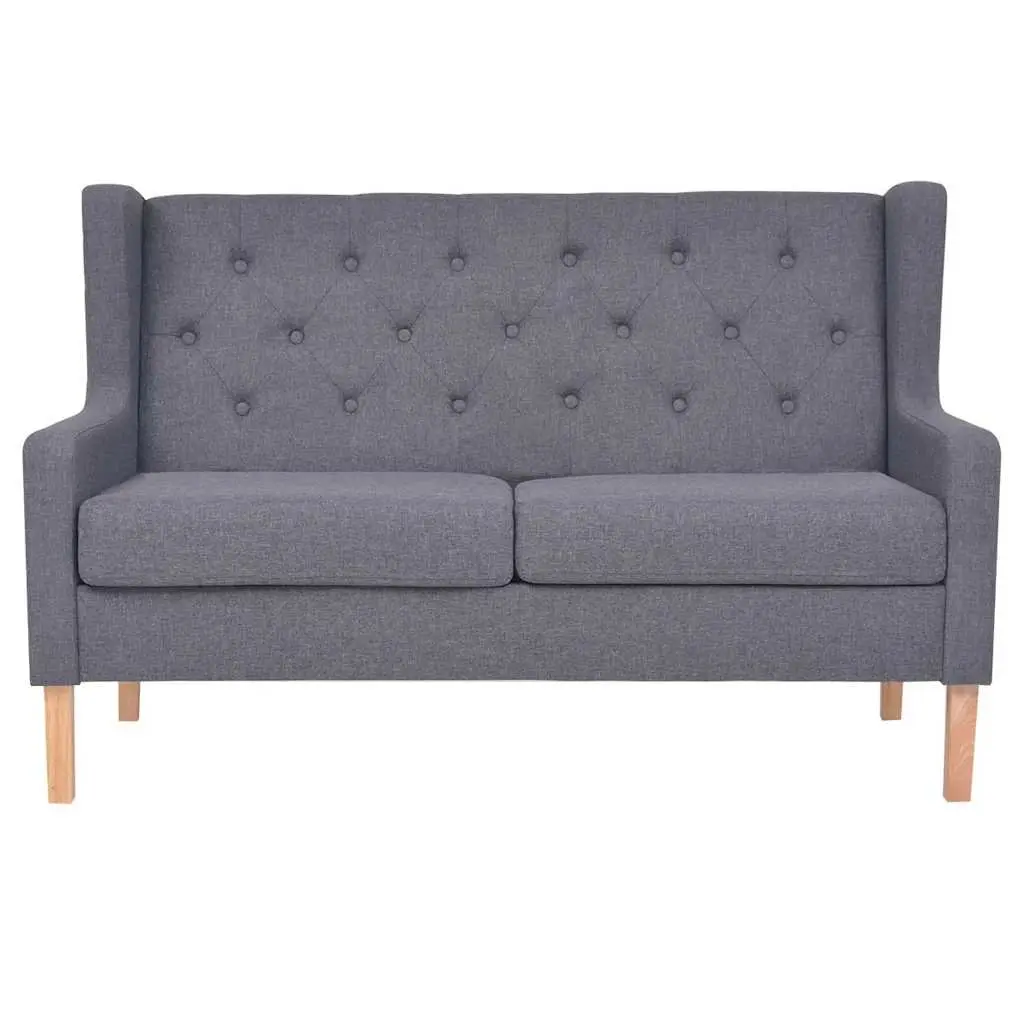 Grey Fabric 2-Piece Lounge Sofa Set with Armchair