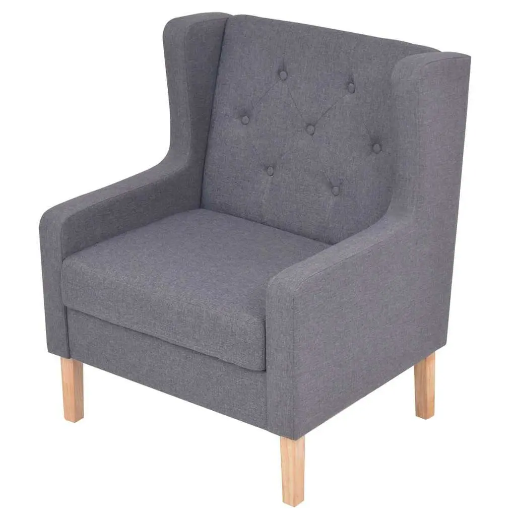 Grey Fabric 2-Piece Lounge Sofa Set with Armchair