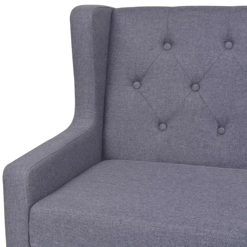 Grey Fabric 2-Piece Lounge Sofa Set with Armchair