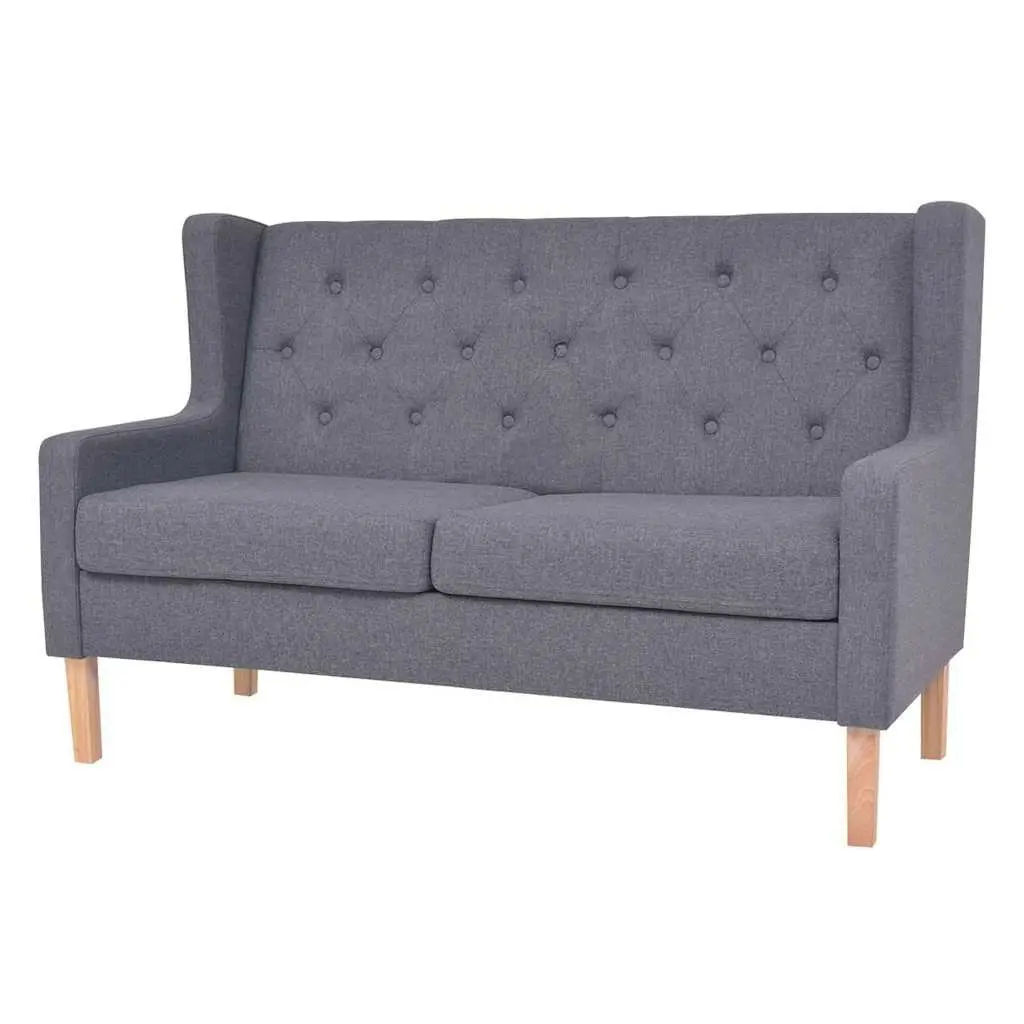 2 Piece Sofa Set Polyester Fabric Grey 2-Seater 3-Seater