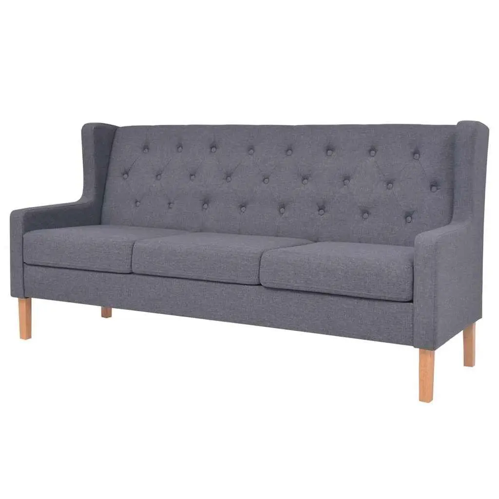 3-Piece Grey Fabric Sofa Set for Living Room