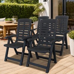 4-Piece Anthracite Outdoor Reclining Chair Set