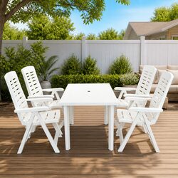 Premium 5 Piece Outdoor Dining Set - White Plastic