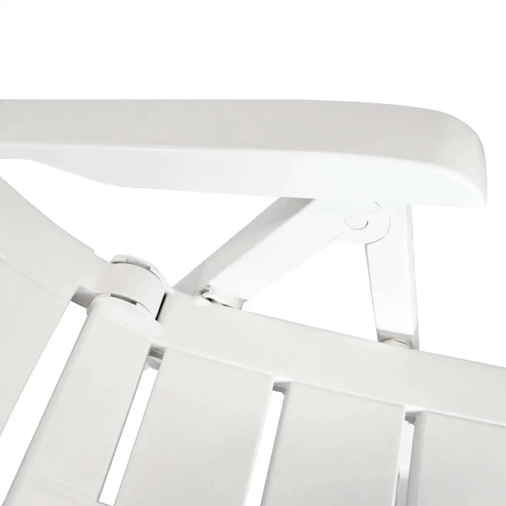 Outdoor Dining Set 5 Piece White Plastic Table Chairs Folding Reclining Garden