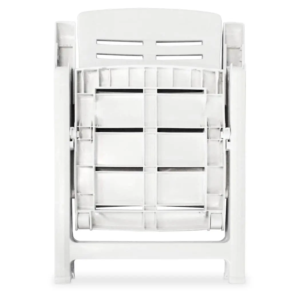 Outdoor Dining Set 5 Piece White Plastic Table Chairs Folding Reclining Garden