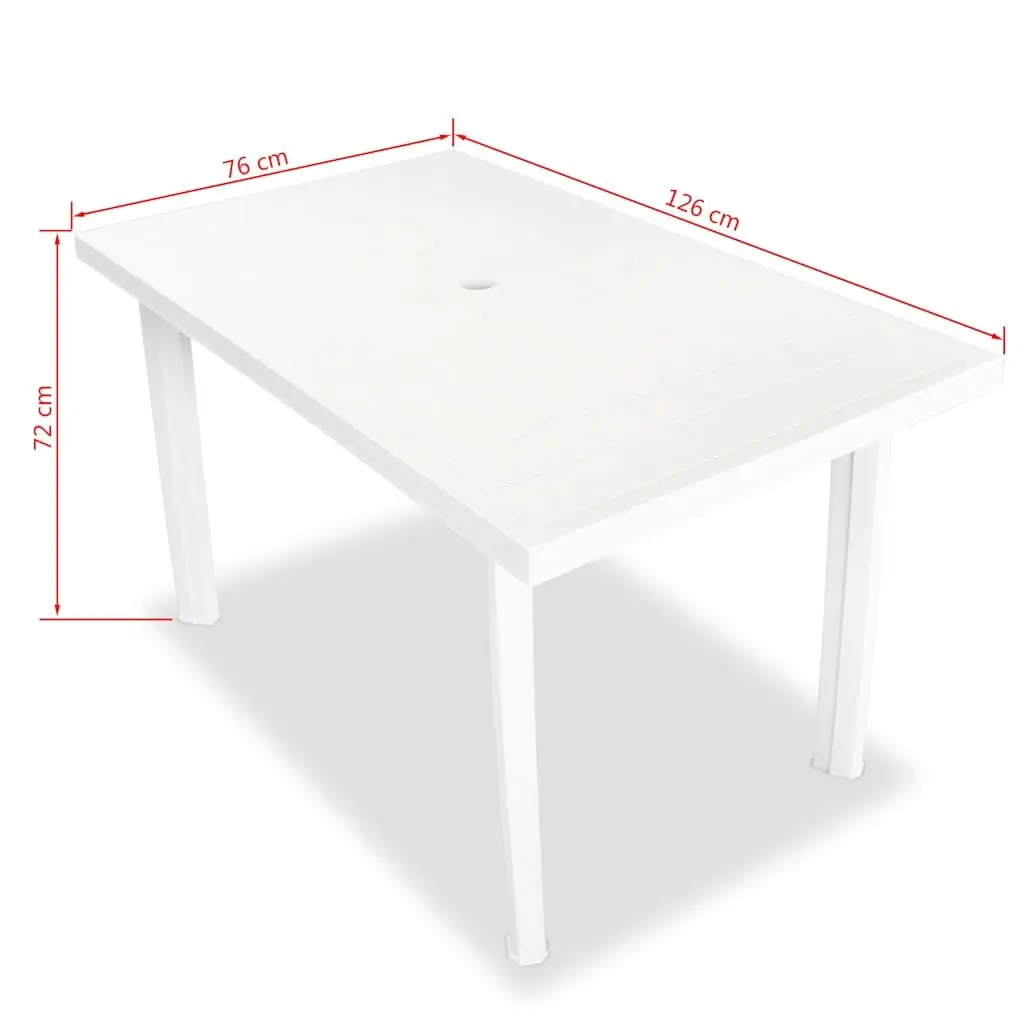 Outdoor Dining Set 5 Piece White Plastic Table Chairs Folding Reclining Garden
