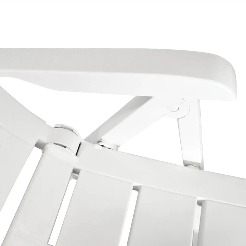 Outdoor Dining Set Plastic 7 Piece White Garden Table Folding Chairs Reclining