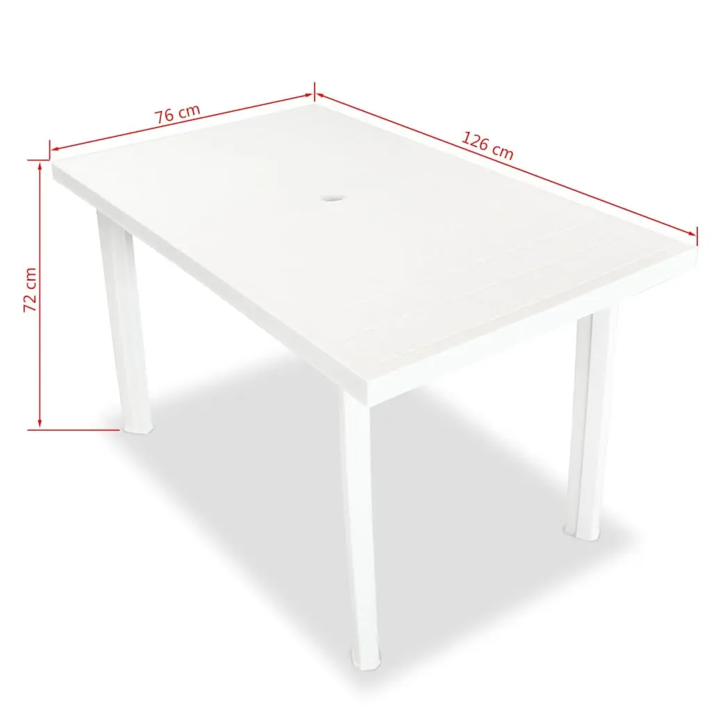 Outdoor Dining Set Plastic 7 Piece White Garden Table Folding Chairs Reclining