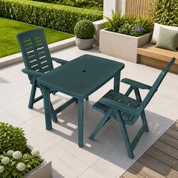 Durable 3 Piece Garden Bistro Set with Folding Chairs