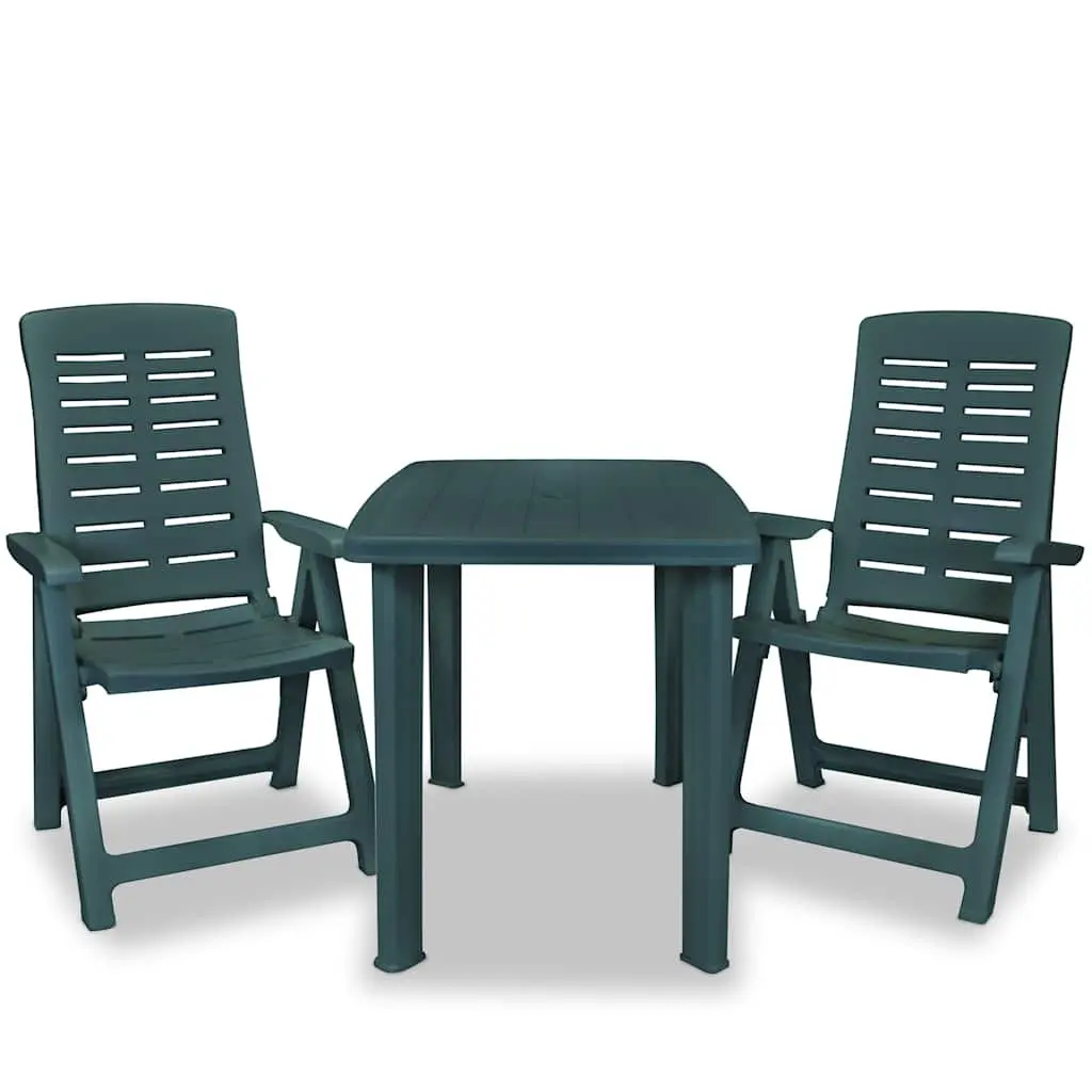 3 Piece Garden Bistro Set with Folding Chairs