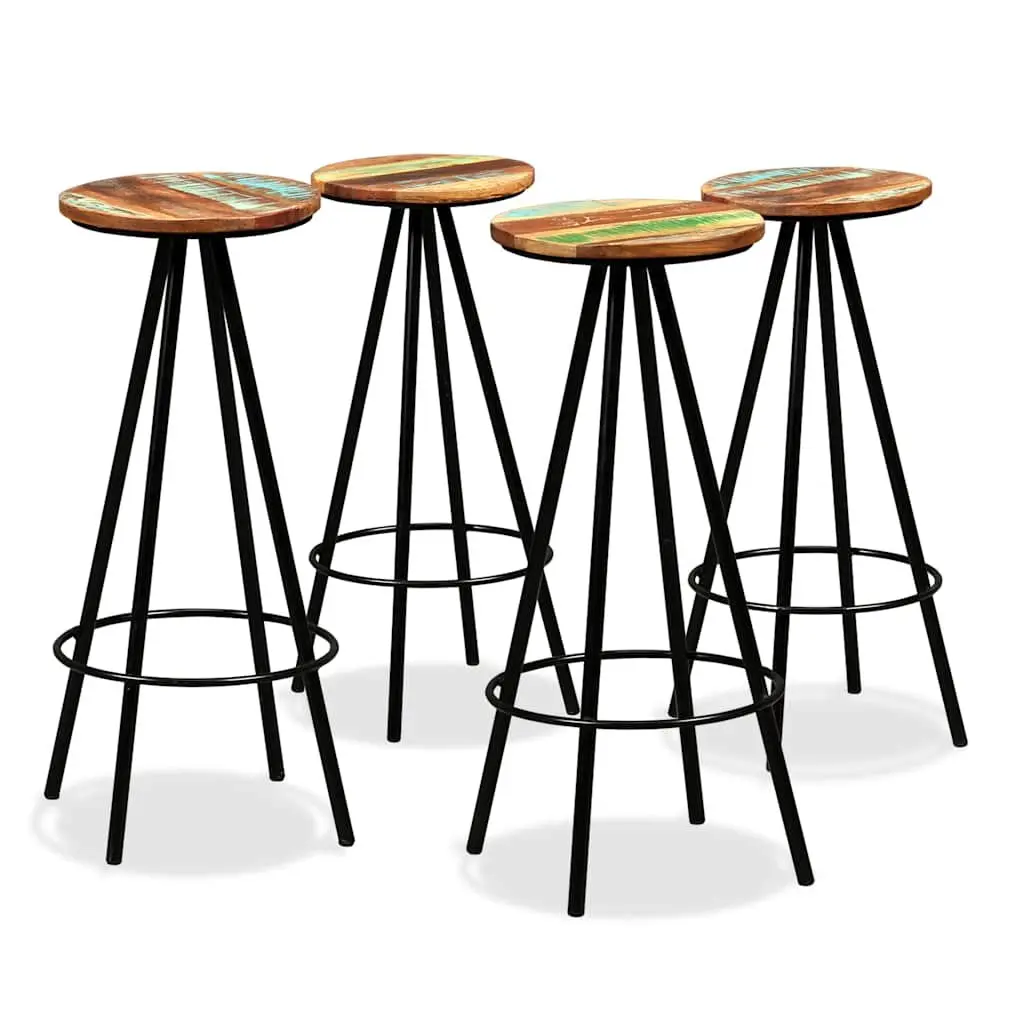 Bar Set Solid Reclaimed Wood Industrial Style 5 Piece Brown