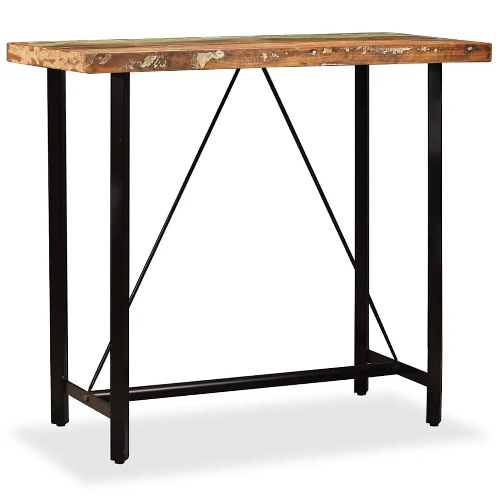 Bar Set Solid Reclaimed Wood Brown 5 Piece Industrial Kitchen Dining Table Stools