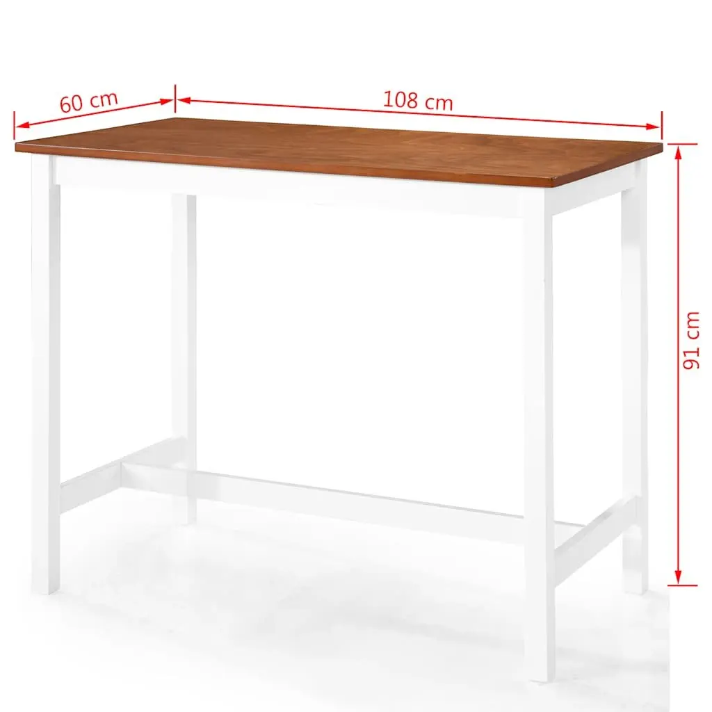 5-Piece Solid Wood Bar Table and Stool Set in Brown