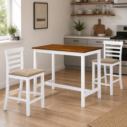 Stylish 3-Piece Bar Table and Stool Set in Dark Brown