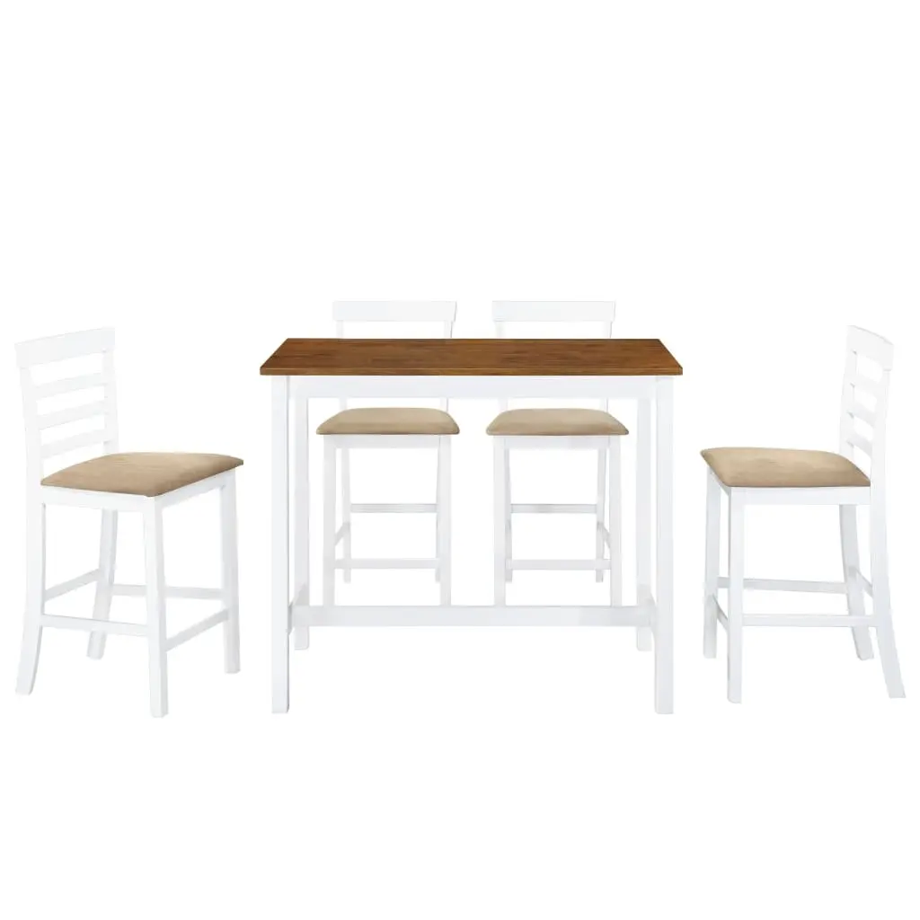 5-Piece Dark Brown Bar Table and Stool Set for Dining