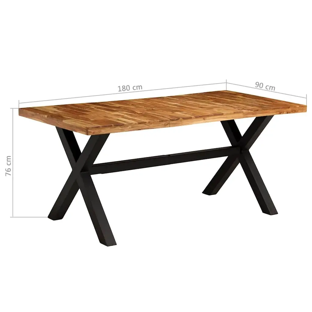 Dining Table Set 7 Pieces Solid Acacia Mango Wood Brown Kitchen Furniture