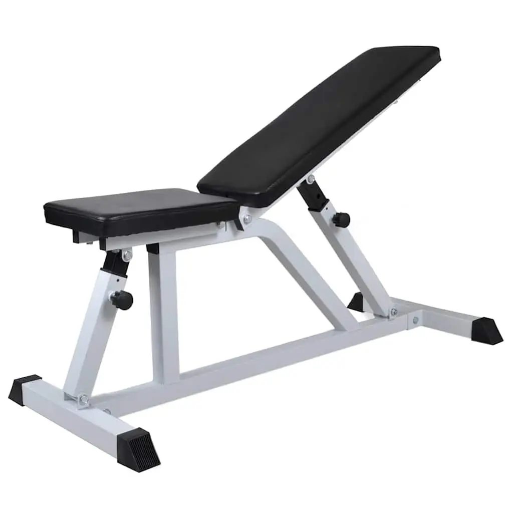 Workout Bench Adjustable Steel Brown 60.5kg with Barbell Dumbbell Weight Plates