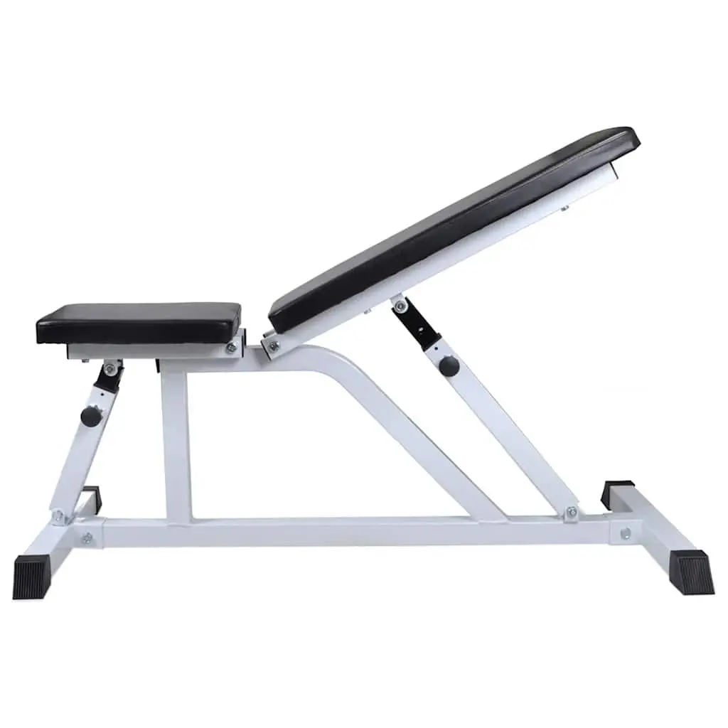 Workout Bench Adjustable Steel Brown 60.5kg with Barbell Dumbbell Weight Plates