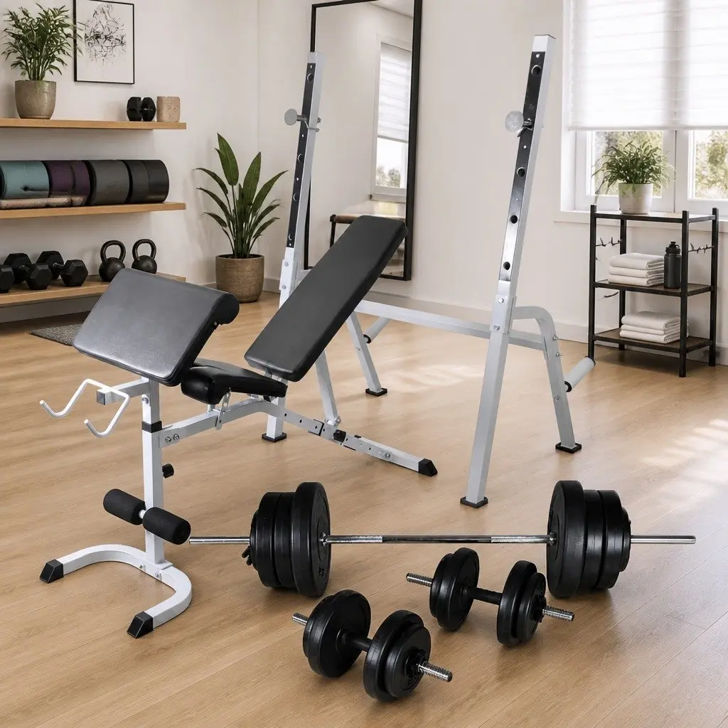 Adjustable Workout Bench with Weight Set