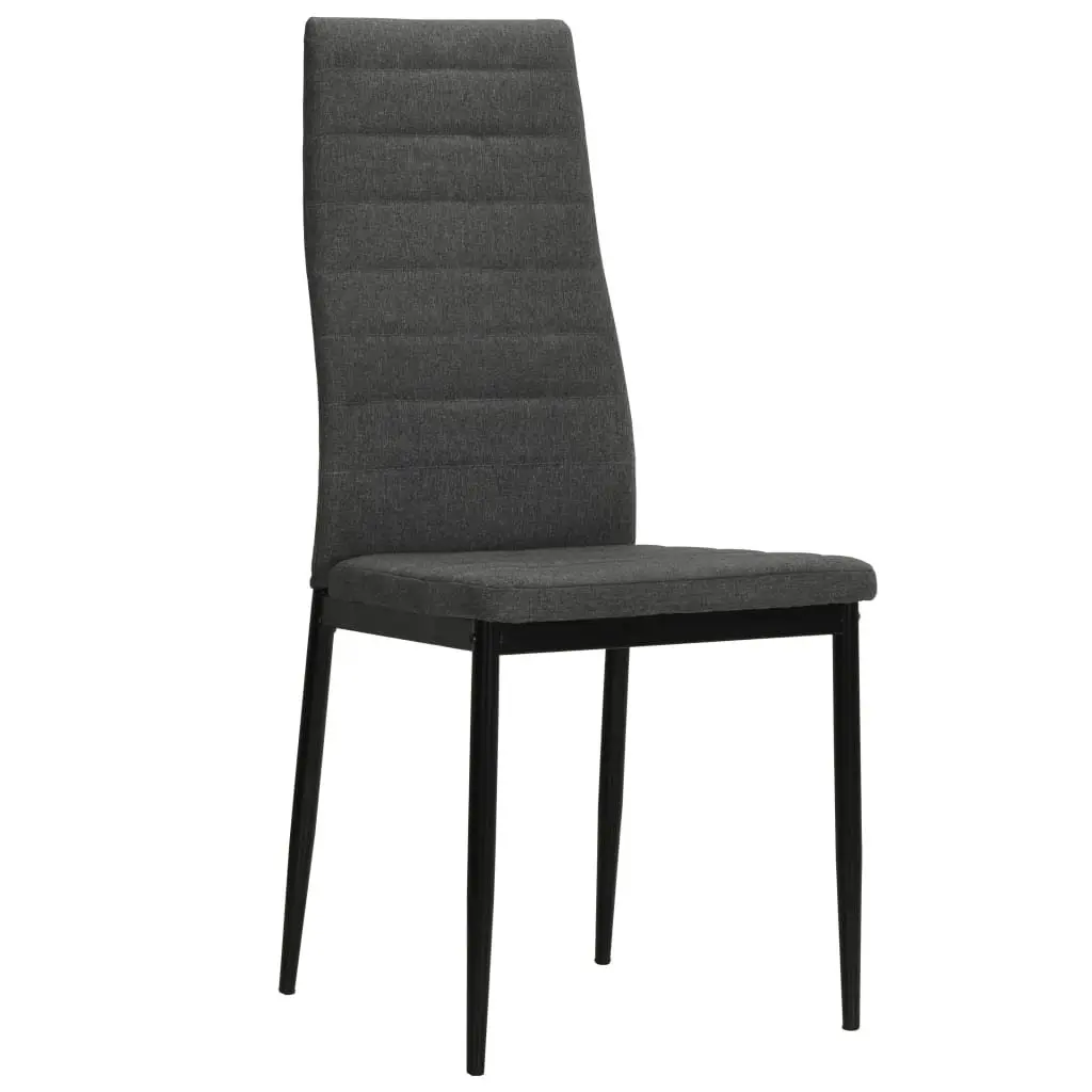Set of 6 Grey Fabric Dining Chairs with Padded Backrest