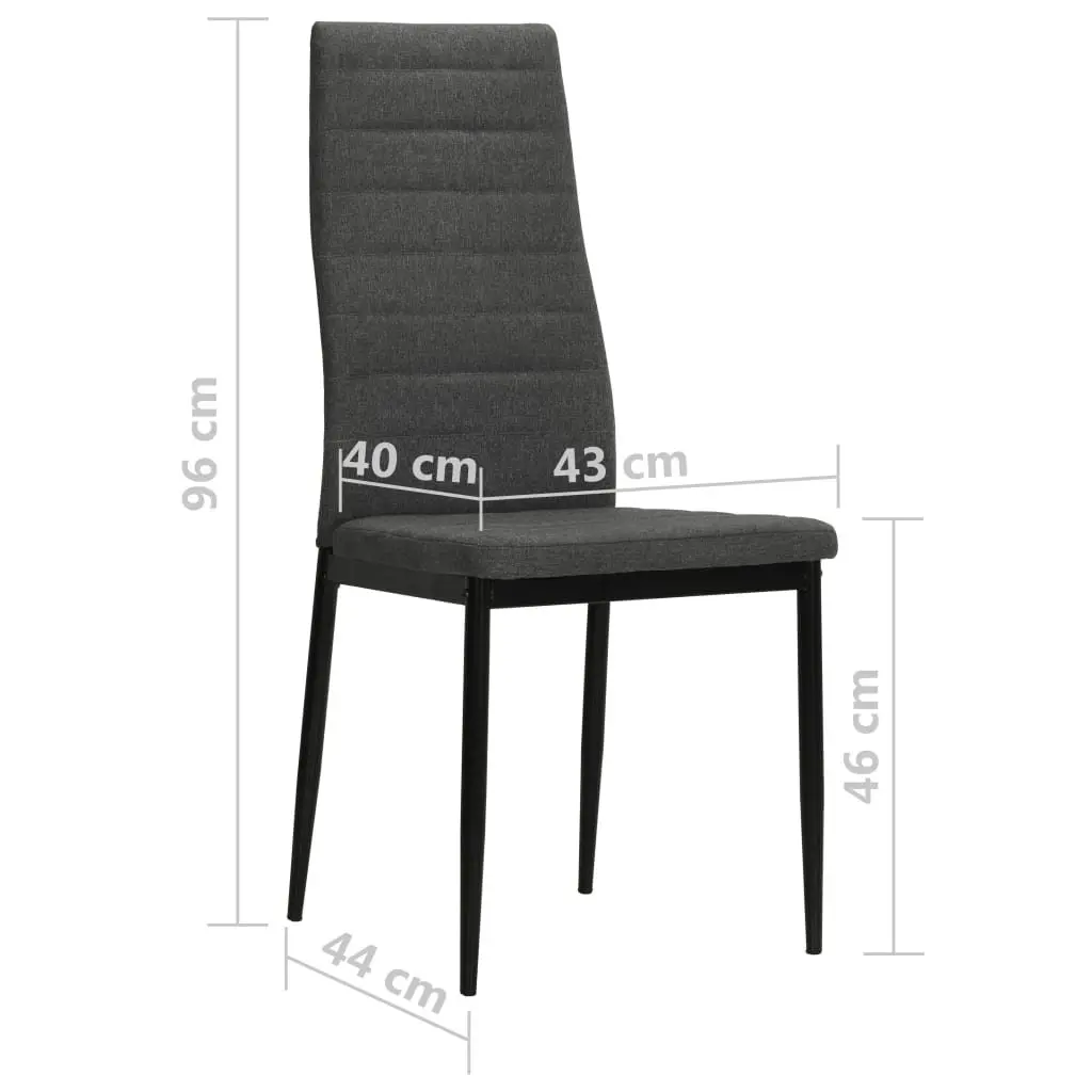 Set of 6 Grey Fabric Dining Chairs with Padded Backrest