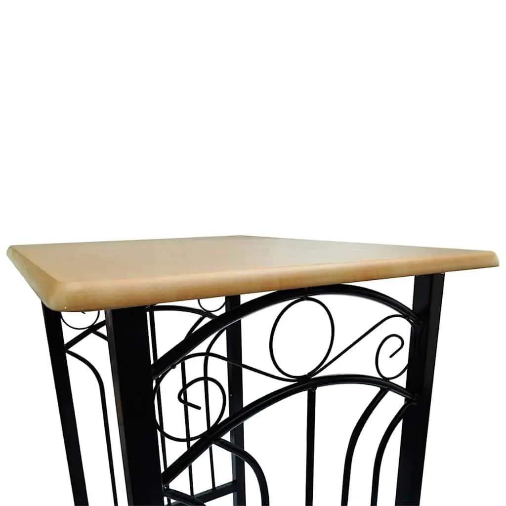 Bar Table and Stool Set Wood Steel Brown 3 Piece