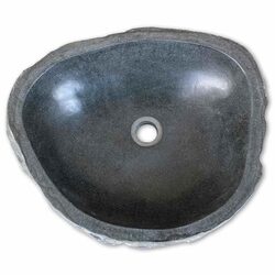 Natural Grey Stone Oval River Wash Basin Sink