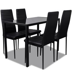 Stylish 5-Piece Black Dining Set with Modern Table and Chairs