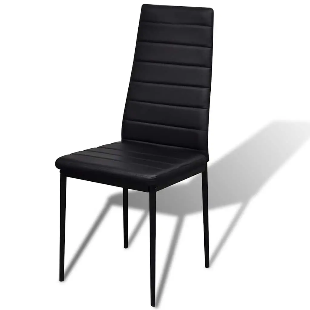 Dining Set Artificial Leather Black 5 Piece Modern Kitchen Table 4 Chairs