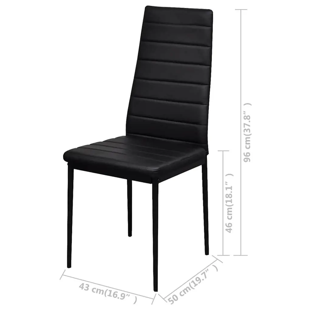 Dining Set Artificial Leather Black 5 Piece Modern Kitchen Table 4 Chairs