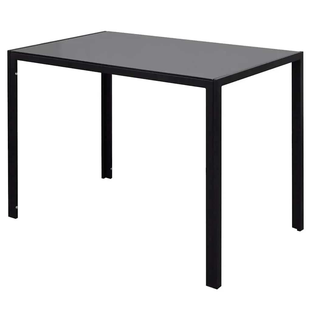 Dining Set Artificial Leather Tempered Glass 5 Pieces Black White Modern