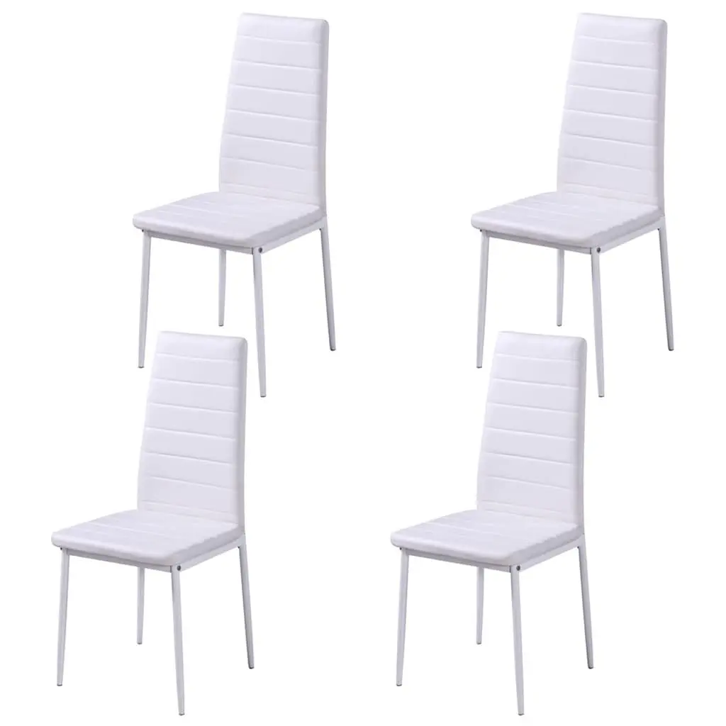 Dining Set Artificial Leather Tempered Glass 5 Pieces Black White Modern