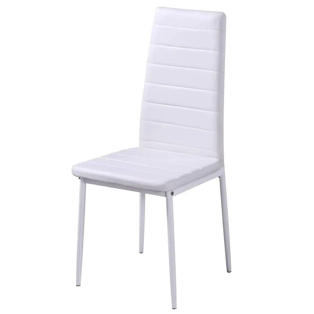 Dining Set Artificial Leather Tempered Glass 5 Pieces Black White Modern