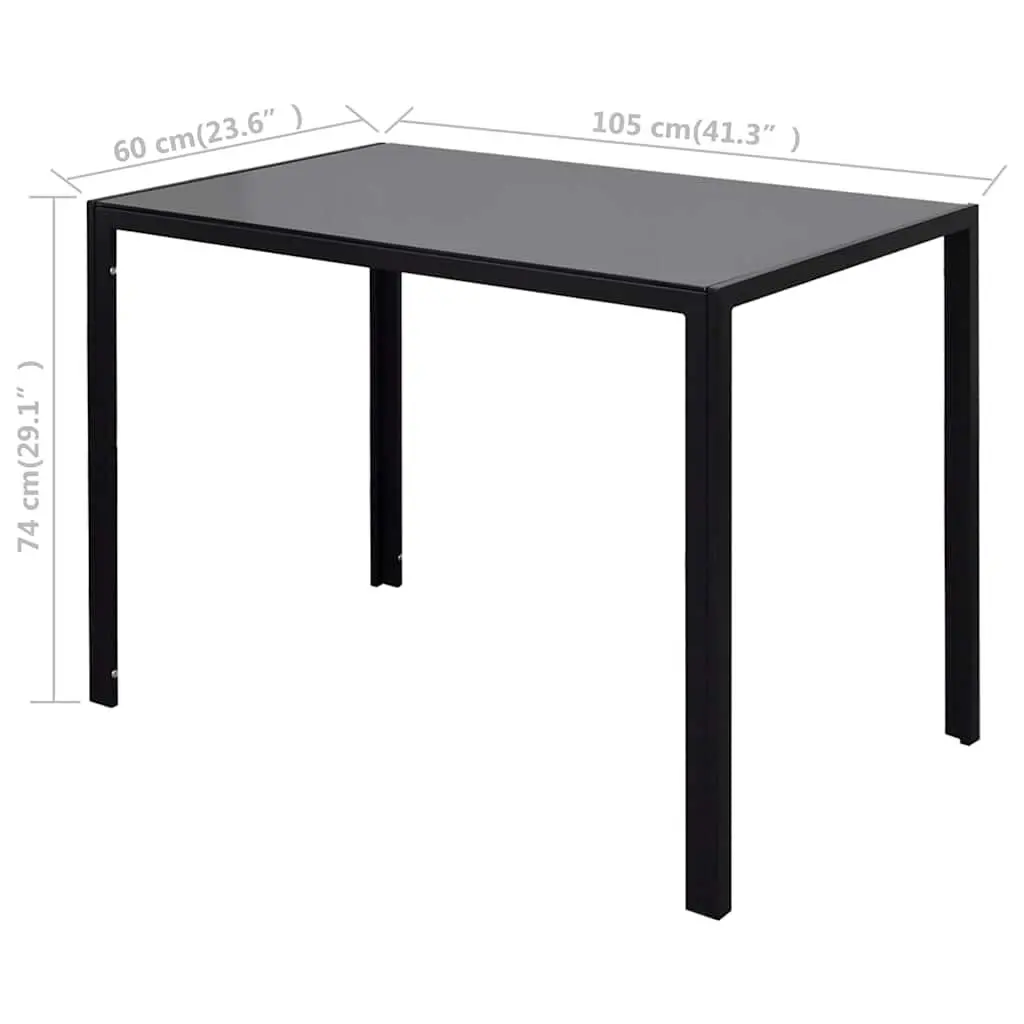 Dining Set Artificial Leather Tempered Glass 5 Pieces Black White Modern