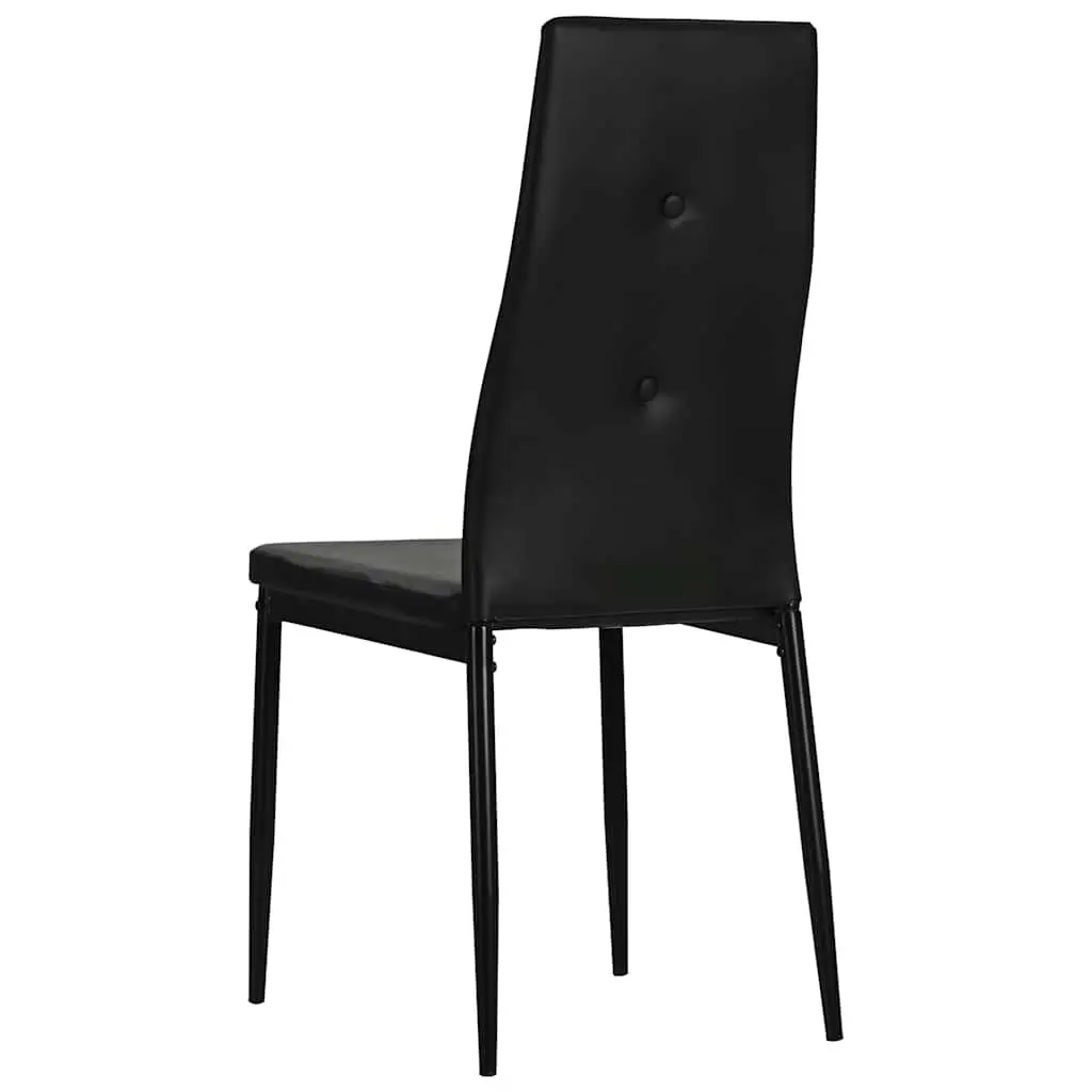 Set of 6 Black Faux Leather Dining Chairs with Crystal Accents