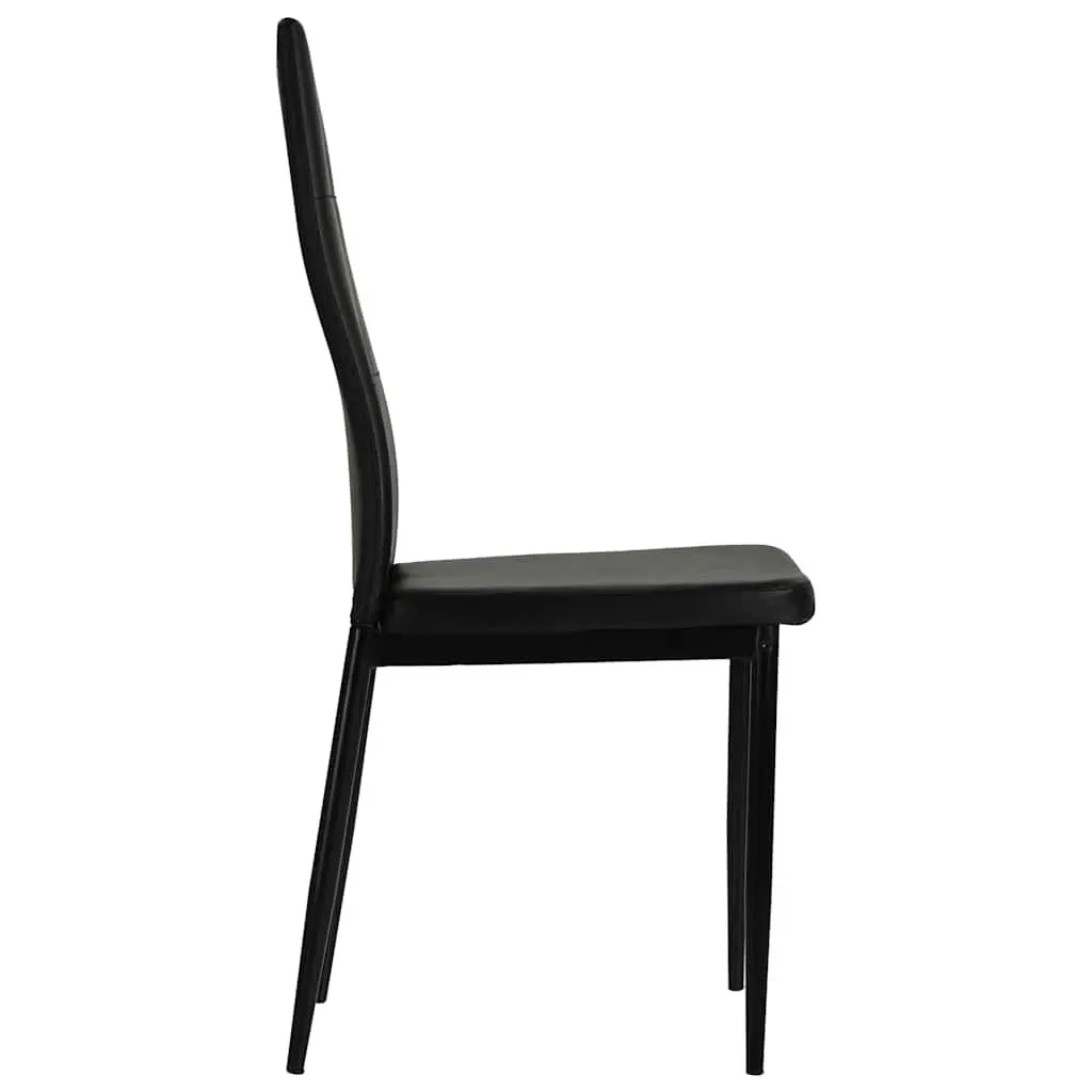 Set of 6 Black Faux Leather Dining Chairs with Crystal Accents